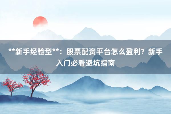 **新手经验型**：股票配资平台怎么盈利？新手入门必看避坑指南