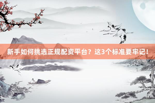 新手如何挑选正规配资平台？这3个标准要牢记！