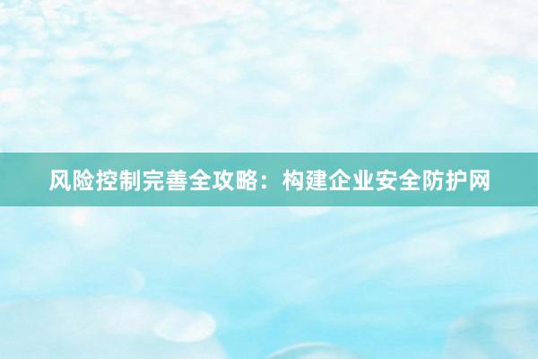 风险控制完善全攻略：构建企业安全防护网