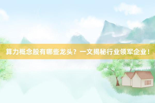 算力概念股有哪些龙头？一文揭秘行业领军企业！
