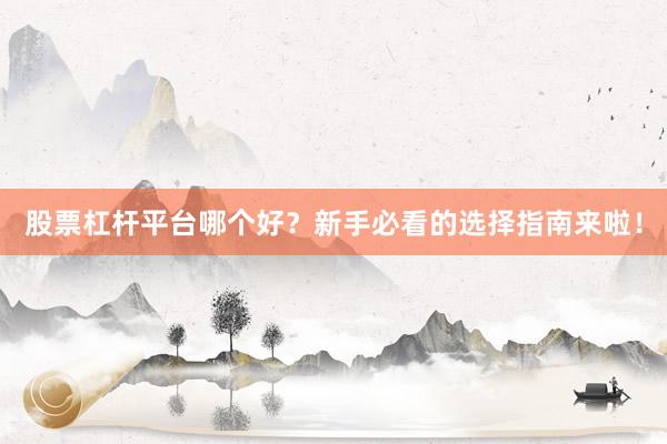 股票杠杆平台哪个好？新手必看的选择指南来啦！