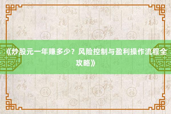 《炒股元一年赚多少？风险控制与盈利操作流程全攻略》