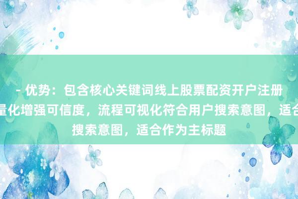 - 优势:包含核心关键词线上股票配资开户注册流程,时间量化增强可信度,流程可视化符合用户搜索意图,适合作为主标题