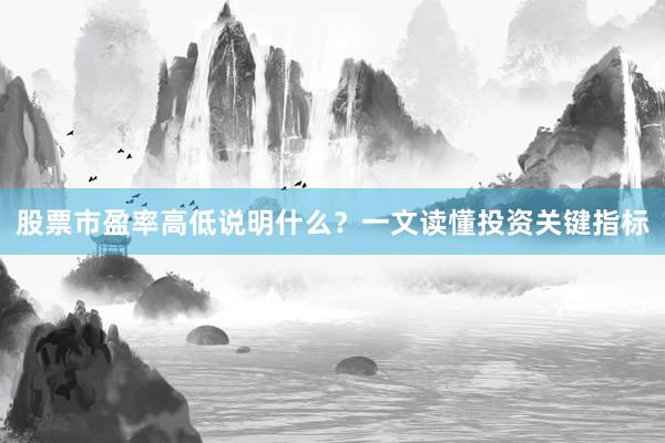 股票市盈率高低说明什么？一文读懂投资关键指标