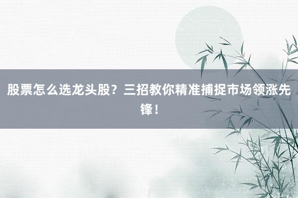 股票怎么选龙头股?三招教你精准捕捉市场领涨先锋!