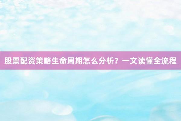 股票配资策略生命周期怎么分析？一文读懂全流程