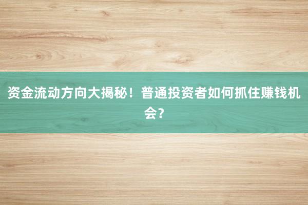 资金流动方向大揭秘！普通投资者如何抓住赚钱机会？