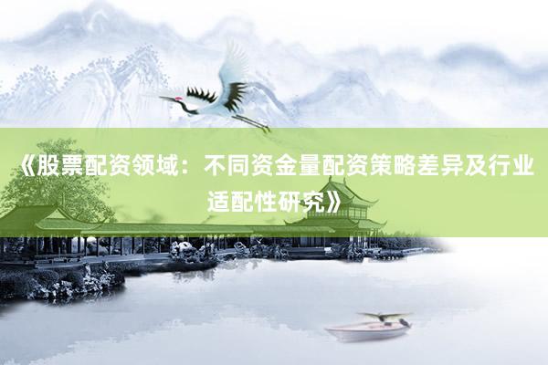 《股票配资领域:不同资金量配资策略差异及行业适配性研究》
