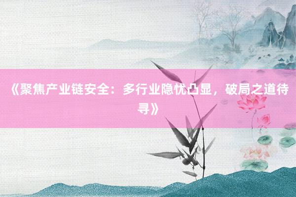 《聚焦产业链安全：多行业隐忧凸显，破局之道待寻》