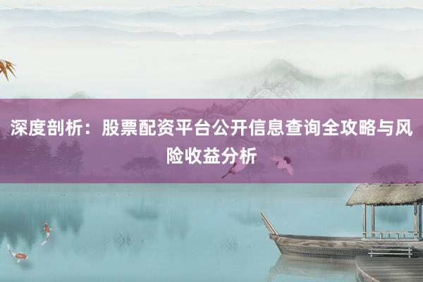 深度剖析:股票配资平台公开信息查询全攻略与风险收益分析