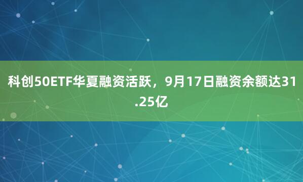 科创50ETF华夏融资活跃，9月17日融资余额达31.25亿