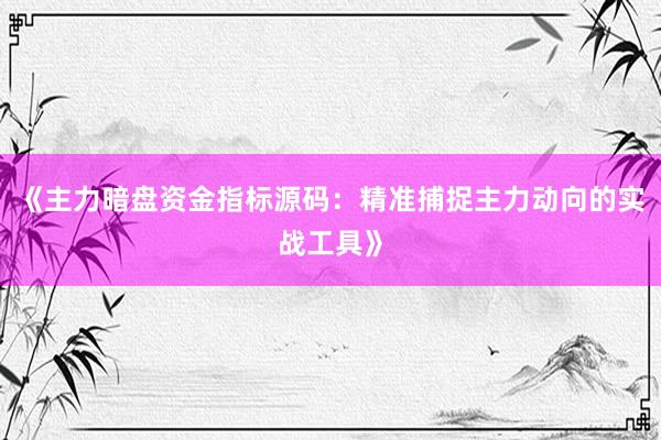 《主力暗盘资金指标源码：精准捕捉主力动向的实战工具》