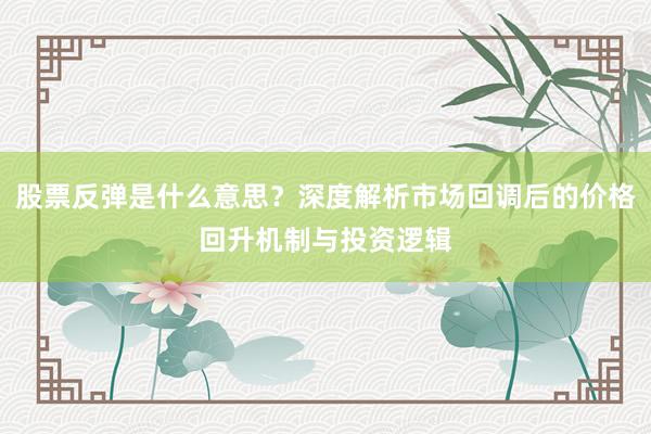 股票反弹是什么意思?深度解析市场回调后的价格回升机制与投资逻辑