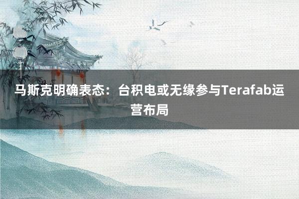 马斯克明确表态：台积电或无缘参与Terafab运营布局