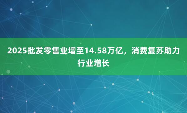 2025批发零售业增至14.58万亿，消费复苏助力行业增长