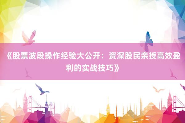 《股票波段操作经验大公开:资深股民亲授高效盈利的实战技巧》